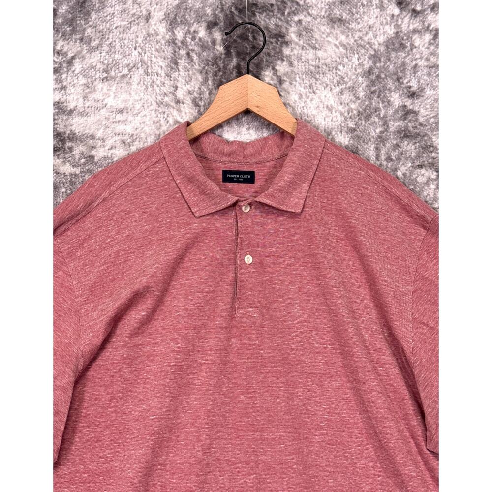Proper Cloth Polo Shirt 3XL Mens Red Cotton Linen Pique Untucked